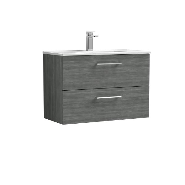 800mm Wall Hung 2 Drawer Vanity & Basin 2 - Nuie ARN526B Grey, Grey colour ,image 1