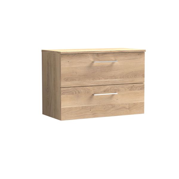 800mm Wall Hung 2-Drawer Vanity & Worktop - Nuie ARN3026W Oak, Oak colour ,image 1