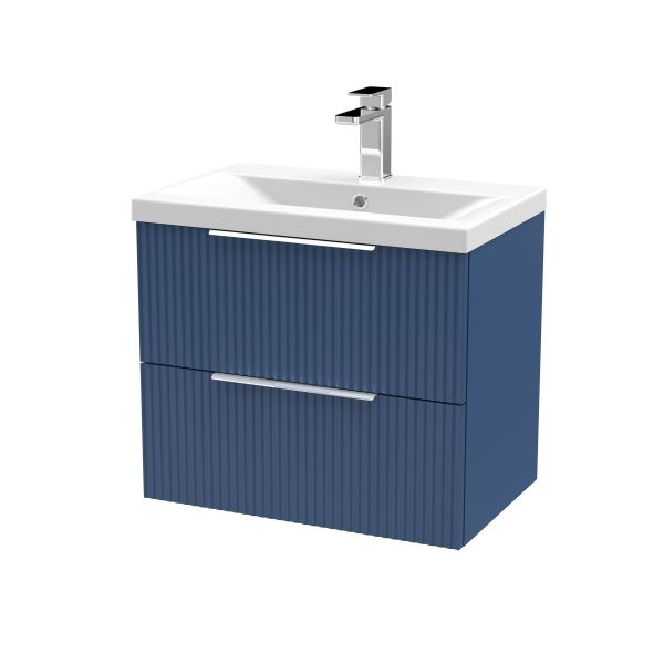 600mm Wall Hung 2 Drawer Vanity & Basin 1 - Hudson Reed DFF393A Blue, Blue colour ,image 1