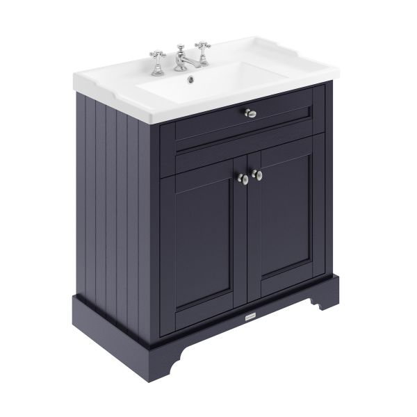 800mm Cabinet & Basin (3TH) - Hudson Reed LOF335 Twilight Blue, Blue colour ,image 1