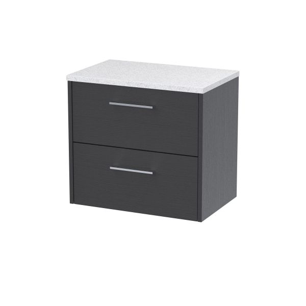 600mm Wall Hung 2 Drawer Vanity & Laminate Top - Hudson Reed JNU2224LSW Grey, Grey colour ,image 1