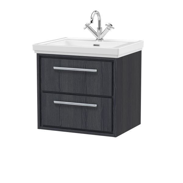 600mm Wall Hung 2-Drawer Vanity with Basin - 1 Tap Hole - Hudson Reed LIL2224A Grey, Grey colour ,image 1