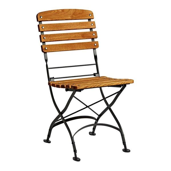 Newark Hardwood Metal Folding Garden Side Chair, Neutrals colour ,image 1