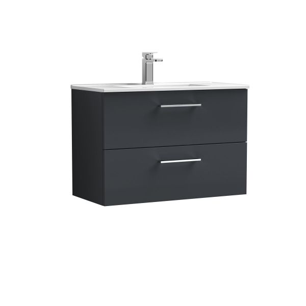 800mm Wall Hung 2 Drawer Vanity & Basin 2 - Nuie ARN1426B Black, Black colour ,image 1