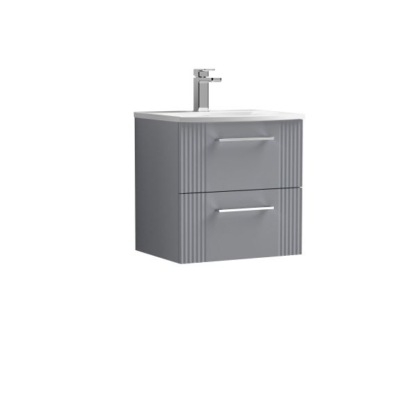 500mm Wall Hung 2 Drawer Vanity & Basin 4 - Nuie DPF292G Grey, Grey colour ,image 1