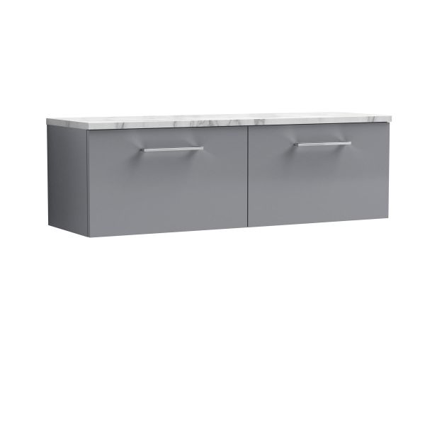 1200mm Wall Hung 2-Drawer Vanity & Laminate Worktop - Nuie ARN2222LCM2 Grey, Grey colour ,image 1
