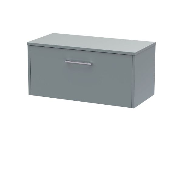 800mm Wall Hung Single Drawer Vanity & Worktop - Hudson Reed JNU2325W Grey, Grey colour ,image 1