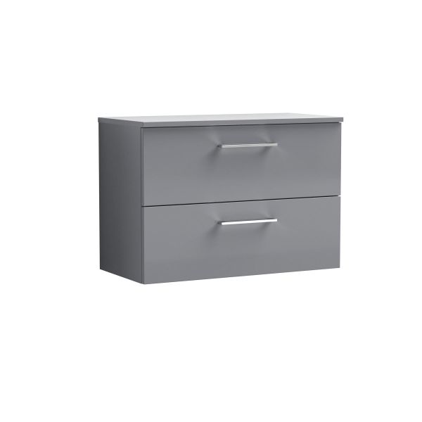 800mm Wall Hung 2 Drawer Vanity & Worktop - Nuie ARN2226W Grey, Grey colour ,image 1