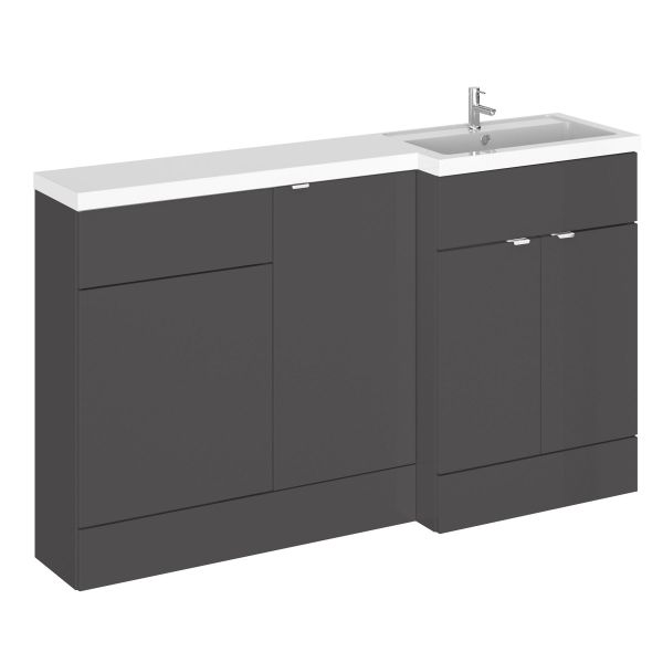 1500mm Right Hand Combination - Hudson Reed CBI916 Gloss Grey, Grey colour ,image 1
