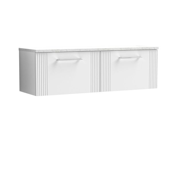 1200 Wall Hung 2-Drawer Vanity & Laminate Worktop - Nuie DPF194LSW2 White, White colour ,image 1