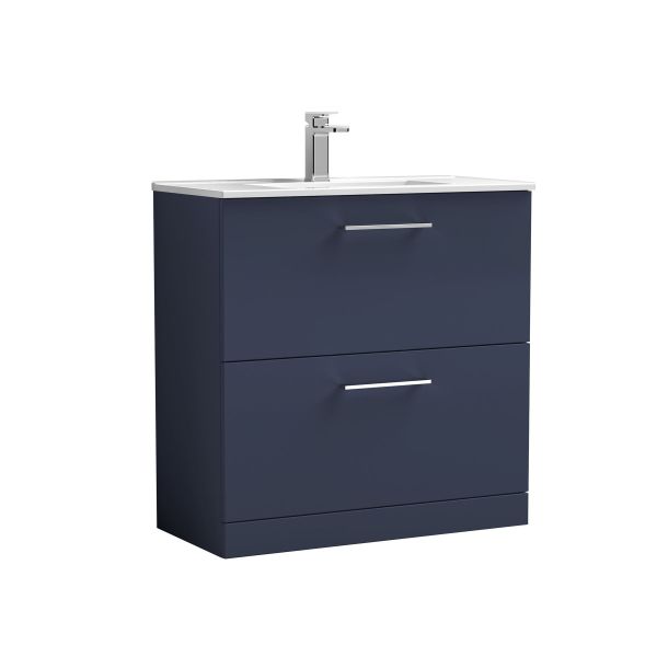 800mm Floor Standing 2-Drawer Vanity & Basin 2 - Nuie ARN2935B Blue, Blue colour ,image 1