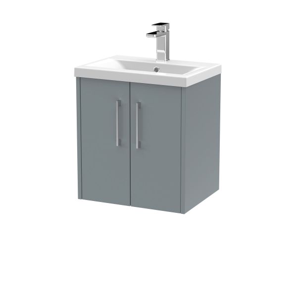 500mm Wall Hung 2 Door Vanity & Basin 1 - Hudson Reed JNU2321A Grey, Grey colour ,image 1