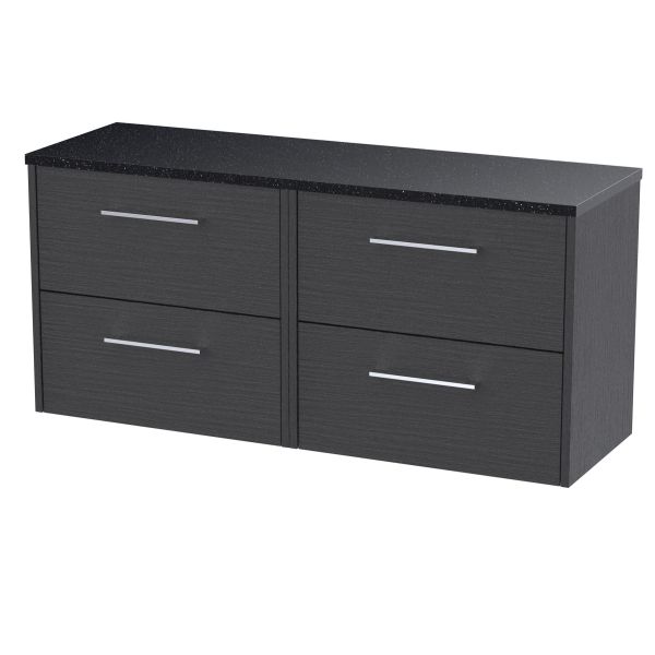 1200 Wall Hung 4-Drawer Vanity & Laminate Worktop - Hudson Reed JNU2224LSB2 Grey, Grey colour ,image 1