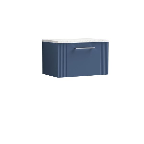 600mm Wall Hung Single Drawer Vanity & Laminate Top - Nuie DPF394LSW Blue, Blue colour ,image 1