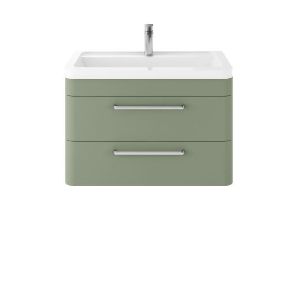 Wall Hung 800mm Cabinet & Basin - Hudson Reed SOL804A Green, Green colour ,image 1