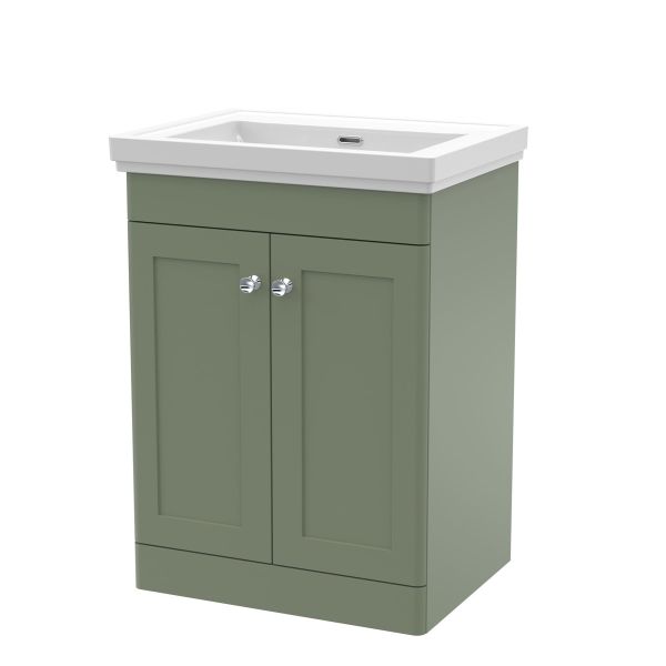 600mm Floor Standing 2 Door Vanity & Basin 0TH - Nuie CLC825H Green, Green colour ,image 1