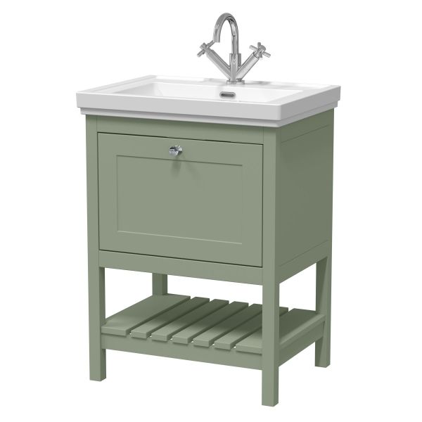 600mm Floor Standing Vanity & Basin 1TH - Hudson Reed BEX825A Green, Green colour ,image 1