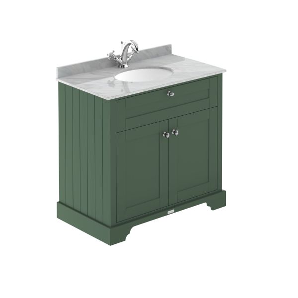 800mm Cabinet & Marble Top (1TH) - Hudson Reed LOF829 Hunter Green, Green colour ,image 1