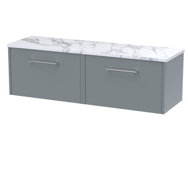 1200 Wall Hung 2-Drawer Vanity & Laminate Worktop - Hudson Reed JNU2322LCM2 Grey, Grey colour ,image 1