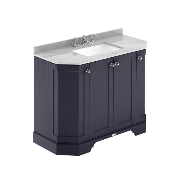 1000mm 4-Door Angled Unit & Marble Top 3TH - Hudson Reed LOF387 Twilight Blue, Blue colour ,image 1