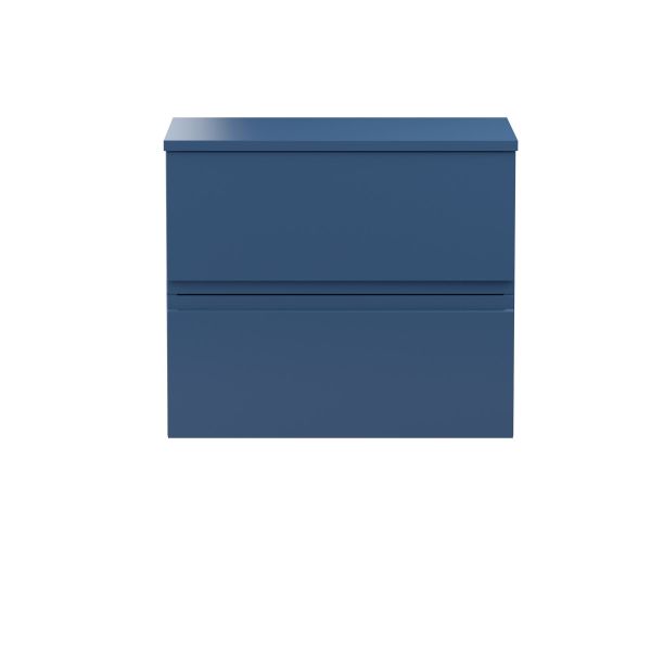 600mm Wall Hung 2-Drawer Vanity Unit & Worktop - Hudson Reed URB304W Blue, Blue colour ,image 1