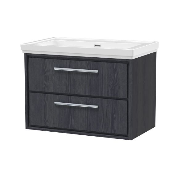 800mm Wall Hung 2-Drawer Vanity with Basin - 0 Tap Hole - Hudson Reed LIL2226H Grey, Grey colour ,image 1