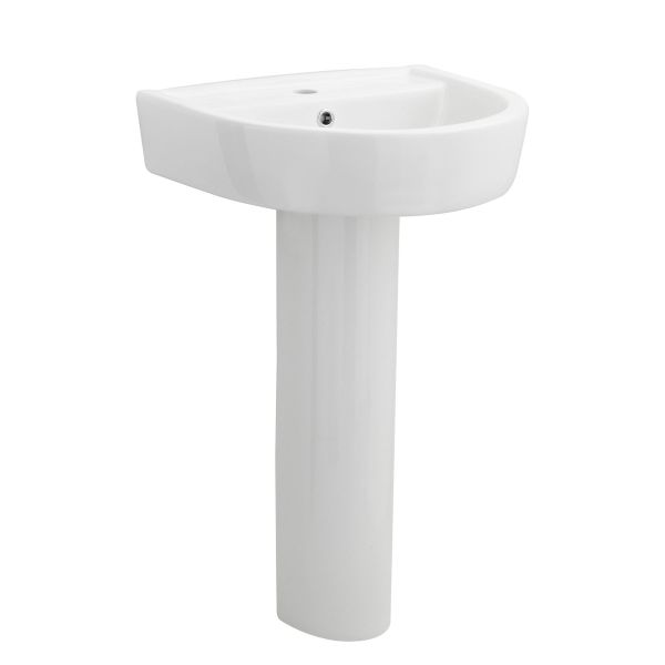 520mm Basin & Pedestal - Nuie CPV002 White, White colour ,image 1