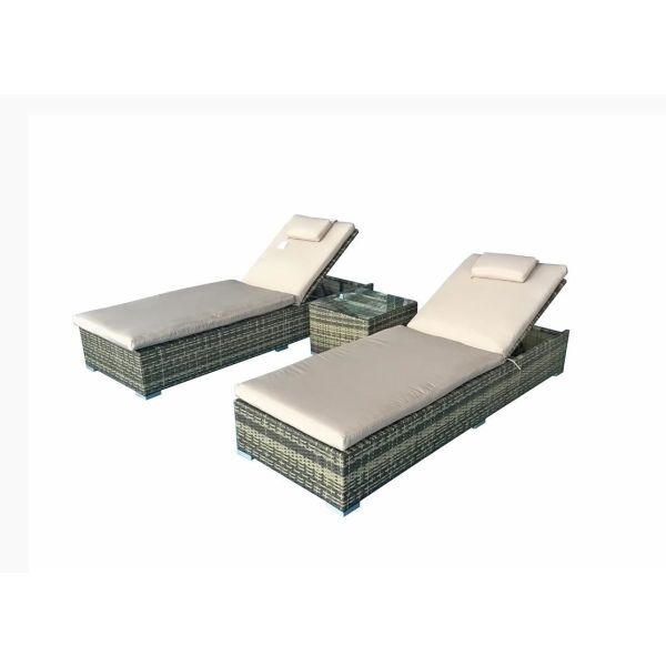 Jessica Pair Of Sun Loungers Nature Brown, Brown colour ,image 1