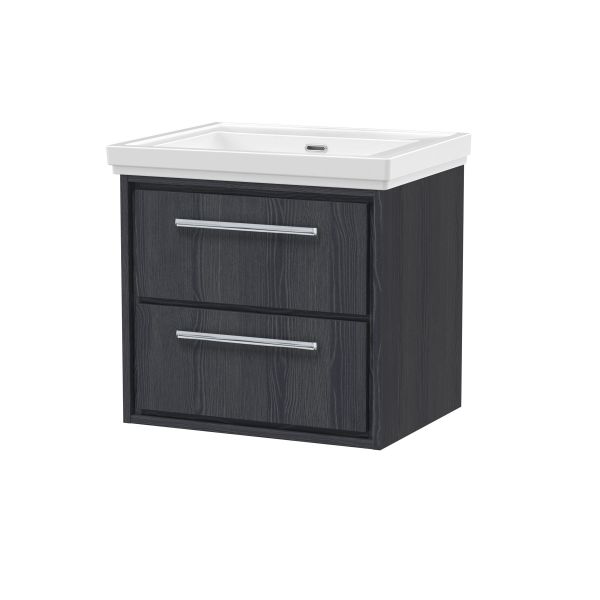 600mm Wall Hung 2-Drawer Vanity with Basin - 0 Tap Hole - Hudson Reed LIL2224H Grey, Grey colour ,image 1