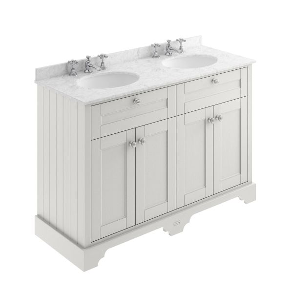1200mm Cabinet & Double Marble Top (3TH) - Hudson Reed LOF468 Timeless Sand, Grey colour ,image 1