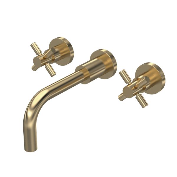 Wall Mounted Basin Mixer - Hudson Reed TEX817 Brass, Brass colour ,image 1