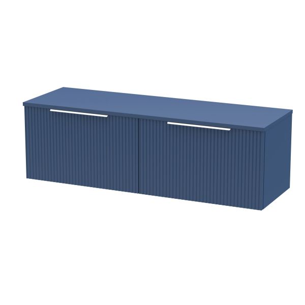 1200mm Wall Hung 2 Drawer Vanity & Worktop - Hudson Reed DFF394W2 Blue, Blue colour ,image 1