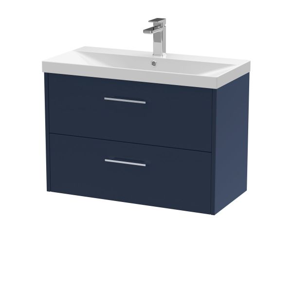 800mm Wall Hung 2-Drawer Vanity & Basin 3 - Hudson Reed JNU2926D Blue, Blue colour ,image 1