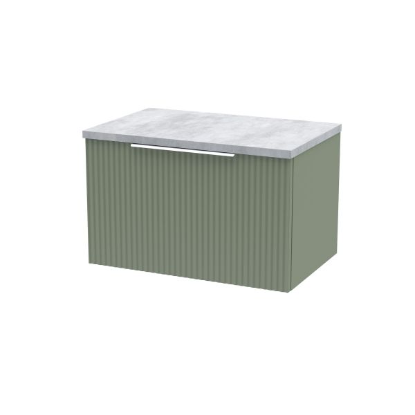 600mm Wall Hung Single Drawer Vanity & Laminate Top - Hudson Reed DFF894LBG Green, Green colour ,image 1