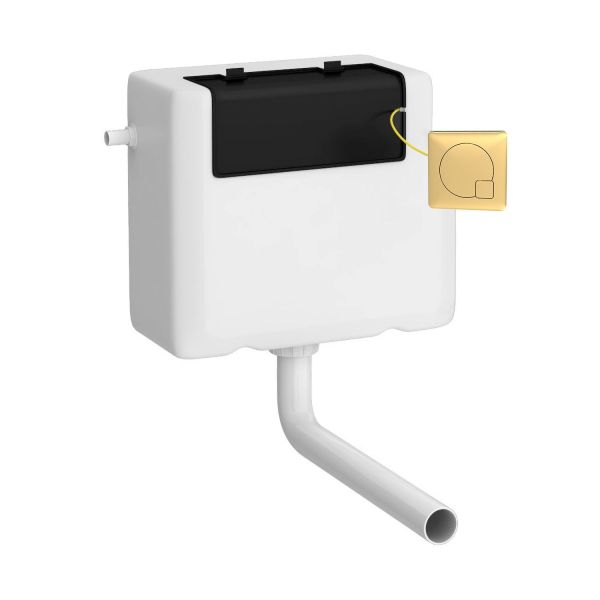Universal Access Cistern & Brushed Brass Square Flush Plate - Hudson Reed XTY8M03 Brushed Brass, Brass colour ,image 1