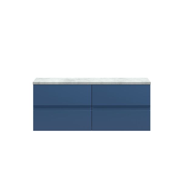 1200mm Wall Hung 4-Drawer Unit & Laminate Worktop - Hudson Reed URB304LBG2 Blue, Blue colour ,image 1