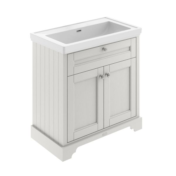800mm 2-Door Vanity & Classic Basin 0TH - Hudson Reed LOF446 Timeless Sand, Cream colour ,image 1