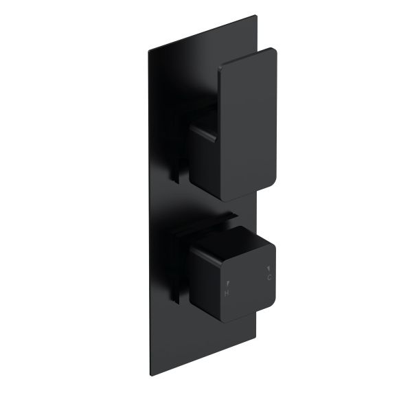 Twin Thermostatic Valve - Nuie WIN4TW01 Matt Black, Black colour ,image 2