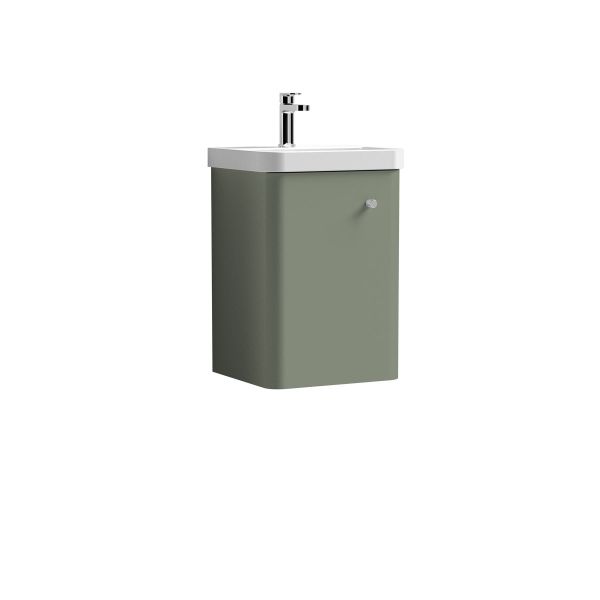 400mm Wall Hung 1 Door Unit & Basin - Nuie COR801 Green, Green colour ,image 1