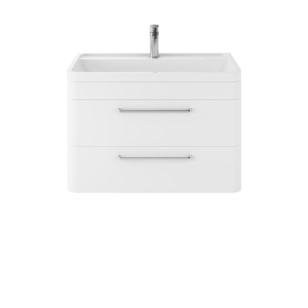 Wall Hung 800mm Cabinet & Basin - Hudson Reed SOL104 Pure White, White colour ,image 1