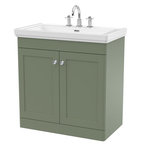 800mm Floor Standing 2-Door Vanity & Basin 3TH - Nuie CLC826B Green, Green colour ,image 1