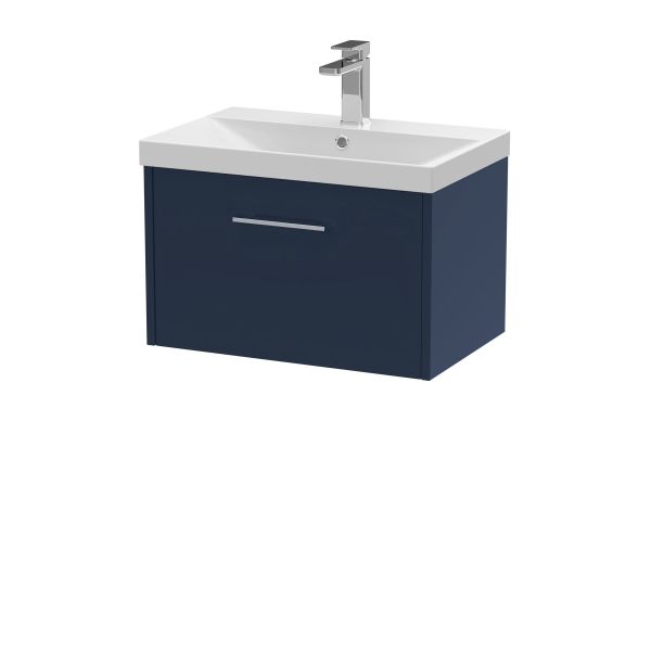 600mm Wall Hung Single Drawer Vanity & Basin 3 - Hudson Reed JNU2922D Blue, Blue colour ,image 1