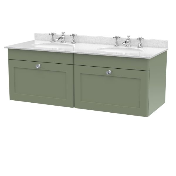 1200mm Wall Hung 2 Drawer Vanity & Marble Top - Nuie CLC894WR6 Green, Green colour ,image 1