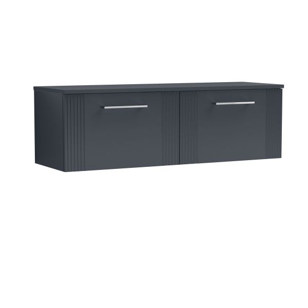 1200mm Wall Hung 2 Drawer Vanity & Worktop - Nuie DPF1494W2 Black, Black colour ,image 1