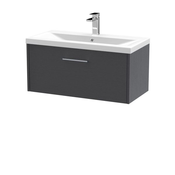 800mm Wall Hung Single Drawer Vanity & Basin 1 - Hudson Reed JNU2225A Grey, Grey colour ,image 1