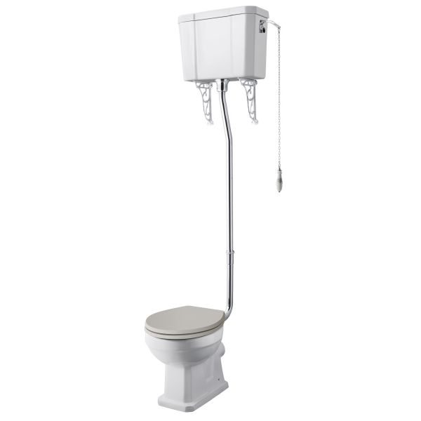 Comfort Height High Level WC & Flush Pipe - Hudson Reed CCR035 Gloss White, White colour ,image 1