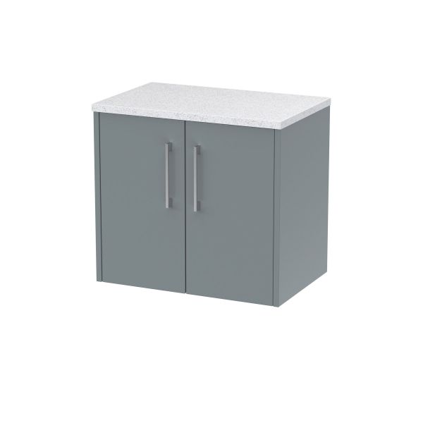 600mm Wall Hung 2 Door Vanity & Laminate Top - Hudson Reed JNU2323LSW Grey, Grey colour ,image 1