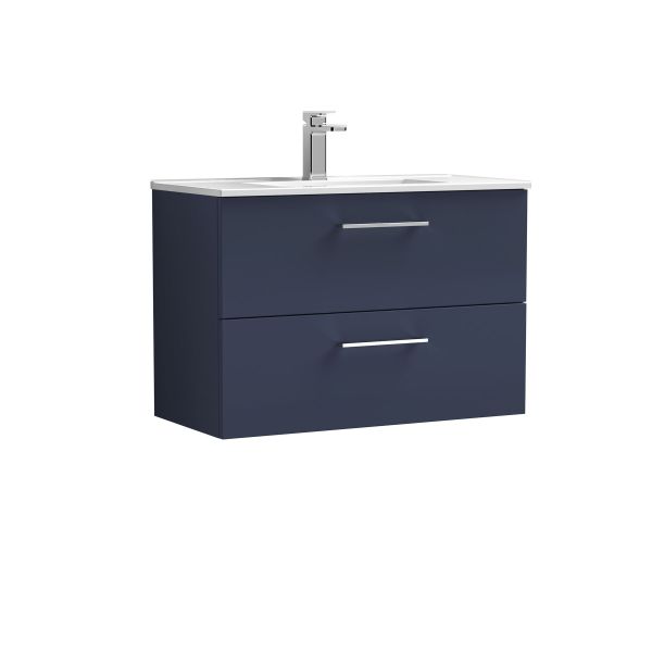 800mm Wall Hung 2-Drawer Vanity & Basin 2 - Nuie ARN2926B Blue, Blue colour ,image 1