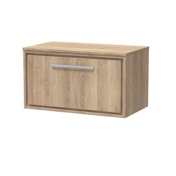 800mm Wall Hung Single Drawer Vanity with Worktop - Hudson Reed LIL3025W Oak, Oak colour ,image 1