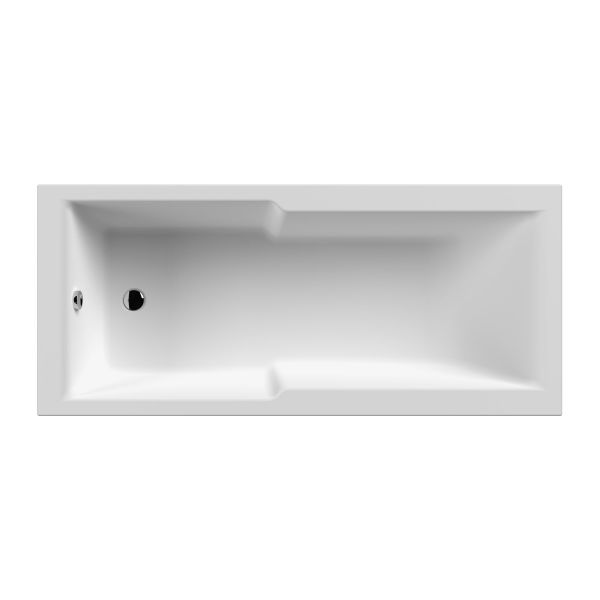 Square Straight Shower Bath 1700 x 750mm - Nuie NBA710 White, White colour ,image 1